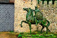 Sculpture in the entrance to the castle of Villaferga in Villaralbo, Zamora, Spain