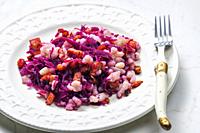 halusky with bacon and red cabbage.