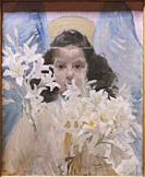 Joaquin Sorolla y Bastida (1863-1923). Maria with lilies (María con azucenas). 1898. Oil on canvas. . . Joaquin Sorolla y Bastida was a Spanish painte...