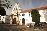 View to the antique Santa Barbara Convent and Monastery and todays Santa Barbara Hospital at the historic center, Sucre, Chuquisaca Department, Bolivi...