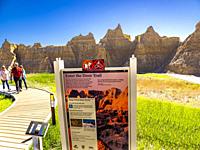 People on the Door Trail in Badlands National Park in South Dakota.