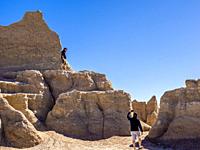 The Windows Trail area of the Badlands National Park in South Dakota USA.