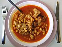 Callos with chickpeas. Typical from Spain.