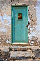 green door of ruined house, Antigua, Fuerteventura, Canary Islands, Spain