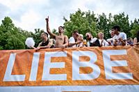 Berlin, Germany, Europe - The colorful Christopher Street Day (CSD) parade passes along Strasse des 17. Juni in the locality of Tiergarten. This year'...