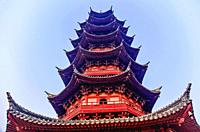 Ancient Chinese Ruigang Auspicious Light Pagoda Suzhou Jiangsu China Dates back to 234 AD.
