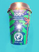 A green, sustainable, ethically sourced, cup of coffee made from Arabica beans. An example of business commitment to make socially, ethically, and env...