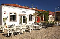 View to the traditional restaurants at the town center of Cunda or so-called Alibey Island-Alibey AdasÄ±, Ayvalik, Balikesir, Aegean Region, Turkey, E...