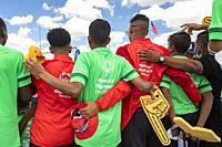Detroit, Michigan USA - 31 July 2022 - The Special Olympics Unified Cup football (soccer) tournament. Members of the Saudi Arabia and Morrocco men's t...