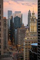 View of the Wrigley building and Chicago downtown.