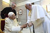 Vatican City, Vatican, 27 August 2022.  New cardinals with Pope Francis meet with Pope Emeritus Benedict XVI