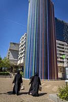 The Moretti sculpture by Raymond Moretti, a mammoth straw made of fibreglass tunes covering an air-vent, La Defense, a major business district located...