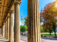 Beautiful architecture of Berlin near the TV tower, sunny autumn view, Germany.
