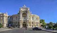 Odessa National Academic Opera and Ballet Theater in Ukraine, on a sunny summer day.