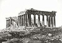 The Parthenon on the Acropolis, Athens, Greece, around 1850. Possibly after a work by French journalist and photographer Eugene Piot, 1812 - 1890.