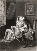 A Seduction. A man and a woman in a sensual situation. After a work by an unidentified late 17th century artist.