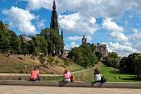 view at sir Walter Scott monument and parkin Edinburgh, Scotland, UK