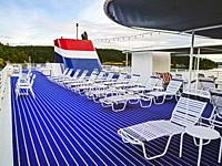 Top deck of the American Spirit, a small cruise ship of the American Cruise Lines.
