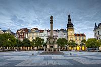 Ostrava, Czech Republic : View of the main square of Ostrava's old town at sunset. .