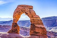 Delicate Arch Rock Canyon Arches National Park Moab Utah USA Southwest.