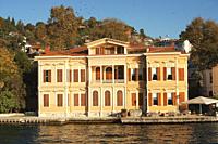 View of the traditional seaside residence or so-called waterside mansion of Bahriyeli Sedat Bey Yalisi or Manolya Yalisi in Anadoluhisari village, a n...