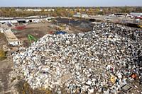 Detroit, Michigan - A metal scrap yard operated by Ferrous Processing and Trading Company. The company buys scrap metal, both ferrous and non-ferrous,...