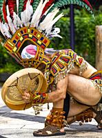 Traditional Mayan dancer at Gardens by the Bay in Singapore, Asia.