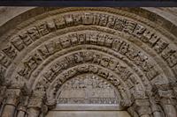 North Romanesque portal, Church of El Salvador, Romanesque from the 13th century, Ejea de los Caballeros, Cinco Villas, Aragon, Spain.