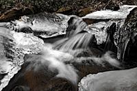 Cascade on Rockhouse Creek in Winter - Pisgah National Forest, Brevard, North Carolina, USA.