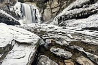 Looking Glass Falls in winter - Pisgah National Forest - near Brevard, North Carolina USA.