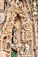 Fachada de la Natividad, La Sagrada Familia Basilica. Barcelona. Spain.The Basilica and Expiatory Church of the Holy Family is a large Roman Catholic ...