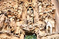 Fachada de la Natividad, La Sagrada Familia Basilica. Barcelona. Spain.The Basilica and Expiatory Church of the Holy Family is a large Roman Catholic ...