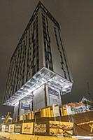 Detroit, Michigan - The Exchange, a 16-story apartment building being constructed from the top down in the Greektown neighborhood. Each floor is assem...