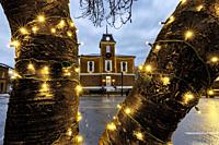 Holiday Lights at the Transylvania County Courthouse - Main Street, Brevard, North Carolina, USA.