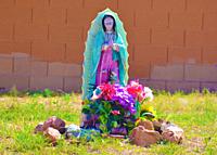 Descanso, New Mexico. Roadside memorial for accidental death at site.