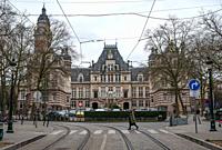Saint Gilles, Brussels Capital Region, Belgium, March 4, 2023 - Central avenue towards the historical town hall.