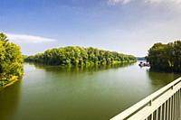 confluence of Vltava and Labe rivers near Melnik, Czech Republic.