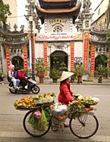 Vietnam, Hanoi, fruit vendors, people,