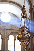 Botafumeiro, Cathedral, Santiago de Compostela, A Coruña, Galicia, Spain. The Botafumeiro is a giant incense thurible in the Cathedral of Santiago de ...