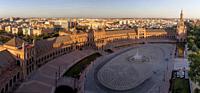 Overview of Spain Seville Square, the architect Anibal Gonzalez Andalucia, Spain, Europe Iberoamericana Heritage Exhibition 1929.