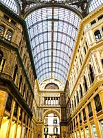 Glass Dome of Galleria Umberto I shopping gallery built between 1887 and 1890 and named after Umberto I, King of Italy at the time of construction - N...