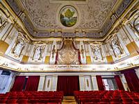 The Court Theatre in the Royal Palace of Naples that In 1734 became the royal residence of the Bourbons - Naples, Italy.