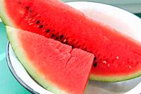 Fresh sliced the a red watermelon.