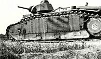 World War II - FRANCE. Tanks, B1 bis, Char B1 bis tank side view. The Char B1 bis was a French heavy tank used in World War II. It was built in 1936 a...