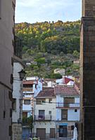 Gata, beautiful little town in Sierra de Gata, Caceres, Extremadura, Spain. Mountains view.