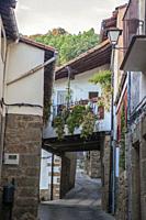 Gata, beautiful little town in Sierra de Gata, Caceres, Extremadura, Spain. Nice shaddy street.