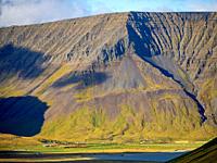 Landscape in Oenundarfjoerdur. The Westfjords (Vestfirdir) in Iceland during autumn. Europe, Northern Europe, Iceland.