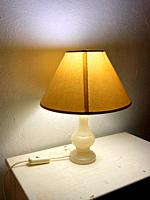 Lit up table lamp.