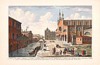 A view of the Place and Church of St. John & St. Paul at Venice and near them the Monastery of St. Mark and the Equestrian statue of Bartolomeo Colleo...