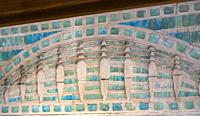 Egypt, Cairo, Egyptian Museum, an arch in blue faience tiles, from the Djoser funeral complex in Saqqara.